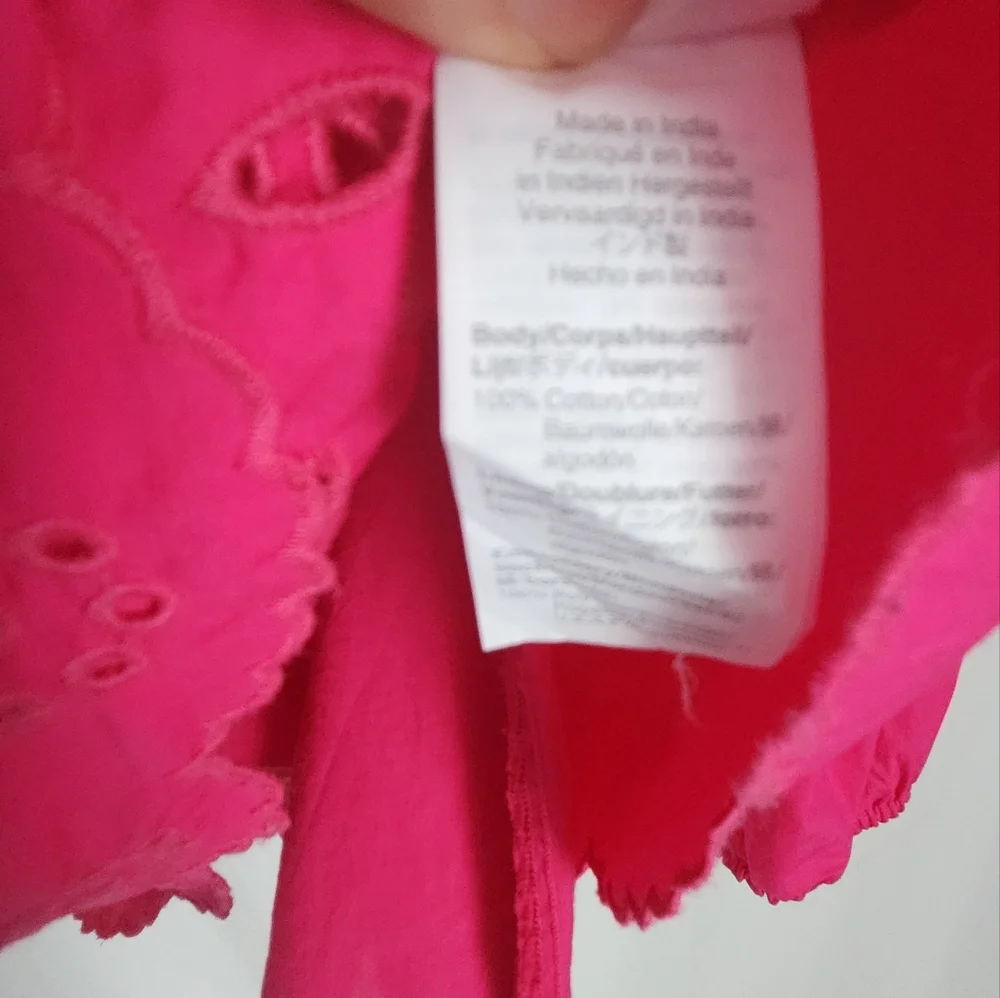 J.Crew Mockneck Cotton Eyelet Top With Cami, Size L,  Fuchsia Pink, Excellent
